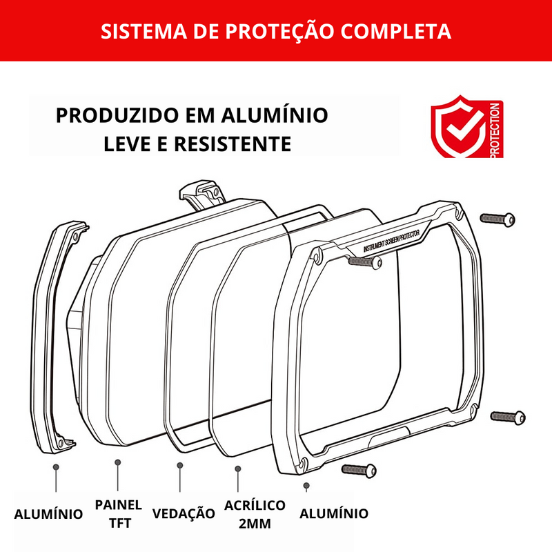 Case/ Protetor de Painel TFT p/ BMW R1250GSA/ F850GS/ F750GS (Para Painel TFT)