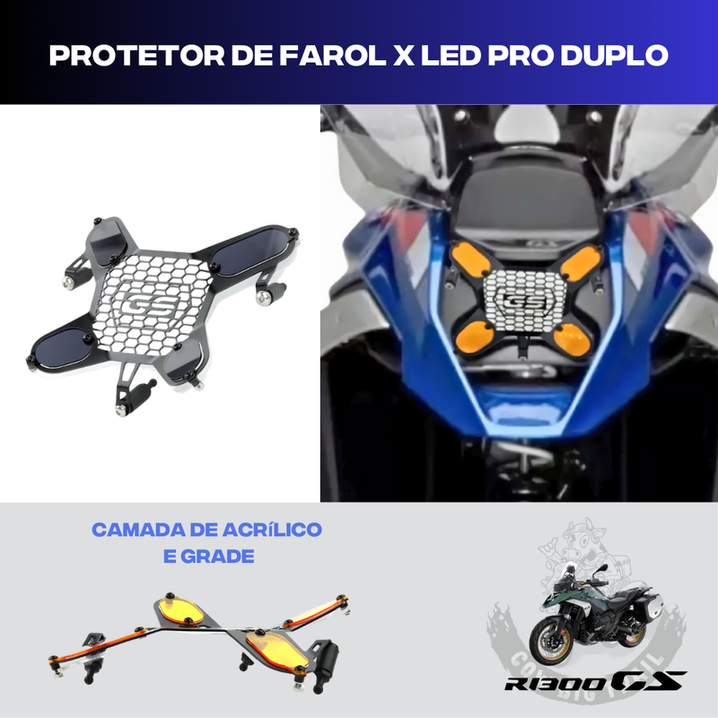 Protetor de Farol X-LED PRO Duplo p/ BMW R1300 GS 2024-2025