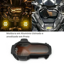Protetor de Farol c/ Moldura Similar Original em Alumínio c/ Lente Transparente e Espelhada p/ BMW R1200/1250 GS /Adventure 2014-2024 (Farol LED BMW)