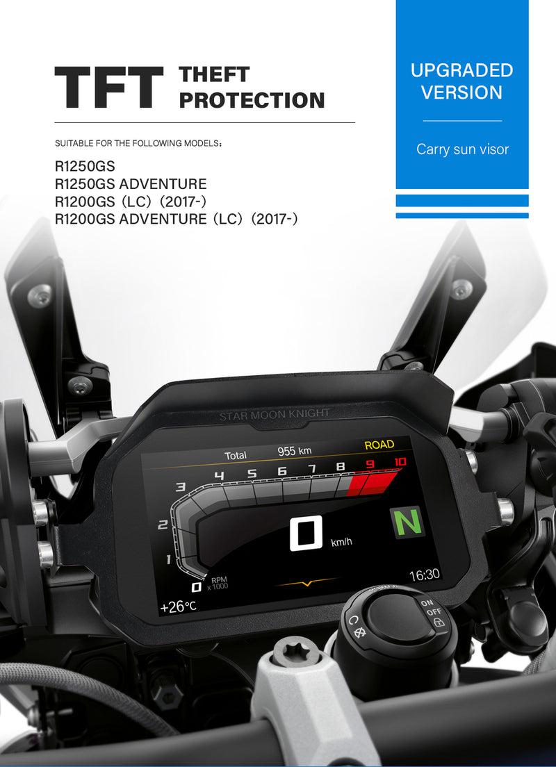 Protetor de Painel TFT Anti-Roubo  p/ BMW R1200GS LC ADV e R 1250 GS Adventure (2018 a 2023)