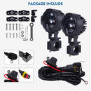 Kit Farol Auxilia de Milha LED 40w Universal c/ Chicote p/ Motos BMW, Honda, Yamaha, Kawasaki, Ducati, Triumph, Suzuki
