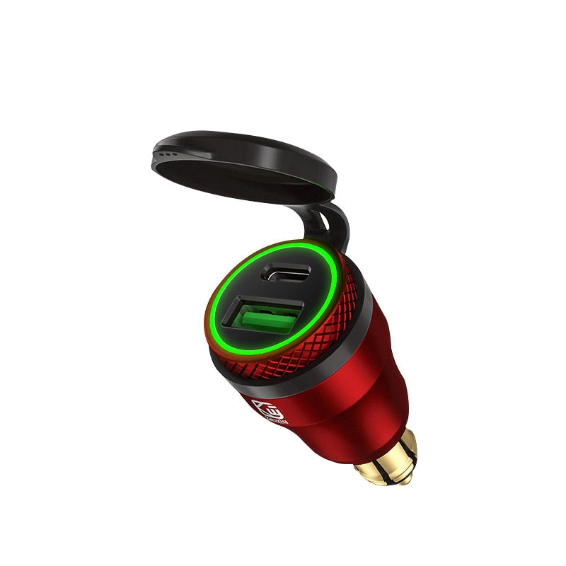 Adaptador USB/Tipo-C c/ Carregamento Rápido 30w c/ LED p/ BMW R1200/1250 GS, F800/850 GS, F700/750 GS, G650 GS